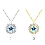 Max Fashion Women Crystal Blue Pendant Lady Necklace Girl Jewelry blue platinum