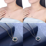 Max Fashion Women Crystal Blue Pendant Lady Necklace Girl Jewelry blue platinum