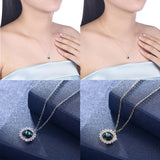 Max Fashion Women Crystal Blue Pendant Lady Necklace Girl Jewelry blue platinum