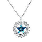 Max Fashion Women Crystal Blue Pendant Lady Necklace Girl Jewelry blue platinum