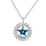 Max Fashion Women Crystal Blue Pendant Lady Necklace Girl Jewelry blue platinum