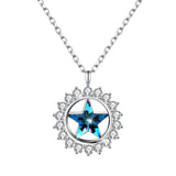 Max Fashion Women Crystal Blue Pendant Lady Necklace Girl Jewelry blue platinum