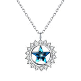 Max Fashion Women Crystal Blue Pendant Lady Necklace Girl Jewelry blue platinum