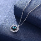 Max Fashion Women Crystal Blue Pendant Lady Necklace Girl Jewelry blue platinum