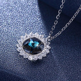 Max Fashion Women Crystal Blue Pendant Lady Necklace Girl Jewelry blue platinum