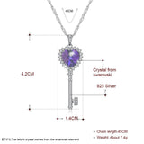 Max 925 Silver Women Key Necklace Pendant Crystal Choker Charm Jewelry Purple