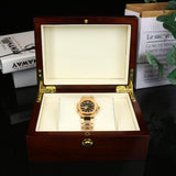 Max Classic Wooden Watch Box Case for 1 Wristwatch PU Leather Cushion