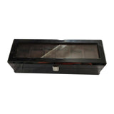 Max 6 Slots Wooden Watch Display Box Case Glass Top Locking Storage Organizer