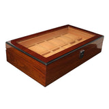 Max 12 Slots Wood Watch Display Box Case Glass Top Locking Storage Organizer