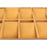 Max 12 Slots Wood Watch Display Box Case Glass Top Locking Storage Organizer