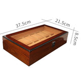 Max 12 Slots Wood Watch Display Box Case Glass Top Locking Storage Organizer