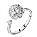Max Rotating Engagement Wedding Cubic Zirconia Ring For Women Open Adjustable