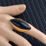 Max Fashion Women Finger Rings Long Oval Cut Gemstone Ring Gold Plated Jewelry 6