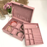 Max Double layer jewelry storage display box showcase container Korea Pink