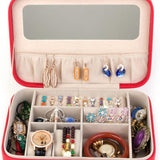 Max Jewelry Box Jewelry Organizer Mirrored Travel Storage Case Lockable Blue