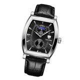 Max Classic Rectangle Dial Leather Band Men Automatic Quartz Watch Black 1