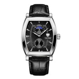 Max Classic Rectangle Dial Leather Band Men Automatic Quartz Watch Black 1