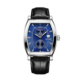 Max Classic Rectangle Dial Leather Band Men Automatic Quartz Watch Blue