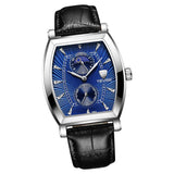 Max Classic Rectangle Dial Leather Band Men Automatic Quartz Watch Blue