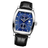 Max Classic Rectangle Dial Leather Band Men Automatic Quartz Watch Blue