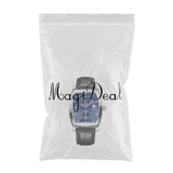 Max Classic Rectangle Dial Leather Band Men Automatic Quartz Watch Blue