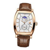 Max Classic Rectangle Dial Leather Band Men Automatic Quartz Watch White 2