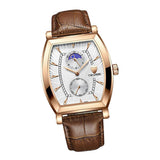 Max Classic Rectangle Dial Leather Band Men Automatic Quartz Watch White 2