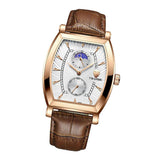 Max Classic Rectangle Dial Leather Band Men Automatic Quartz Watch White 2