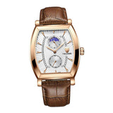 Max Classic Rectangle Dial Leather Band Men Automatic Quartz Watch White 2