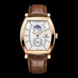 Max Classic Rectangle Dial Leather Band Men Automatic Quartz Watch White 2