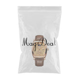 Max Classic Rectangle Dial Leather Band Men Automatic Quartz Watch Rose Gold