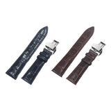Max Watch Band Deployment Buckle Leather Padded Replacement Strap 18mm Black