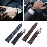 Max Watch Band Deployment Buckle Leather Padded Replacement Strap 18mm Black