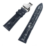 Max Watch Band Deployment Buckle Leather Padded Replacement Strap 18mm Black