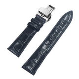 Max Watch Band Deployment Buckle Leather Padded Replacement Strap 18mm Black