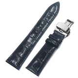 Max Watch Band Deployment Buckle Leather Padded Replacement Strap 18mm Black