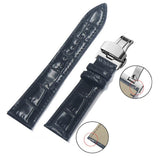 Max Watch Band Deployment Buckle Leather Padded Replacement Strap 18mm Black