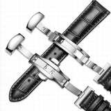 Max Watch Band Deployment Buckle Leather Padded Replacement Strap 18mm Black