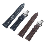 Max Watch Band Deployment Buckle Leather Padded Replacement Strap 18mm Black