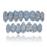 Max 18K Hip Hop Teeth Top and Bottom Grill Set White Gold Set