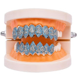 Max 18K Hip Hop Teeth Top and Bottom Grill Set White Gold Set