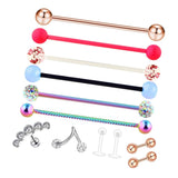 Max 1 Set Nose Lip Tongue Eyebrow Tragus Navel Belly Ring Piercings Jewelry C-12Pcs