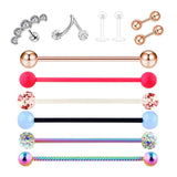 Max 1 Set Nose Lip Tongue Eyebrow Tragus Navel Belly Ring Piercings Jewelry C-12Pcs