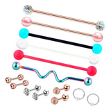 Max 1 Set Nose Lip Tongue Eyebrow Tragus Navel Belly Ring Piercings Jewelry D-14Pcs