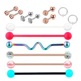 Max 1 Set Nose Lip Tongue Eyebrow Tragus Navel Belly Ring Piercings Jewelry D-14Pcs