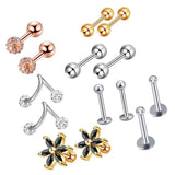 Max 1 Set Nose Lip Tongue Eyebrow Tragus Navel Belly Ring Piercings D
