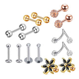 Max 1 Set Nose Lip Tongue Eyebrow Tragus Navel Belly Ring Piercings D