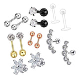 Max 1 Set Nose Lip Tongue Eyebrow Tragus Navel Belly Ring Piercings E