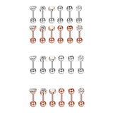 Max Maxb 6/12 sets Steel Zircon Rhinestone Earring piercing Jewelry Silver  6 sets