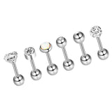 Max Maxb 6/12 sets Steel Zircon Rhinestone Earring piercing Jewelry Silver  6 sets